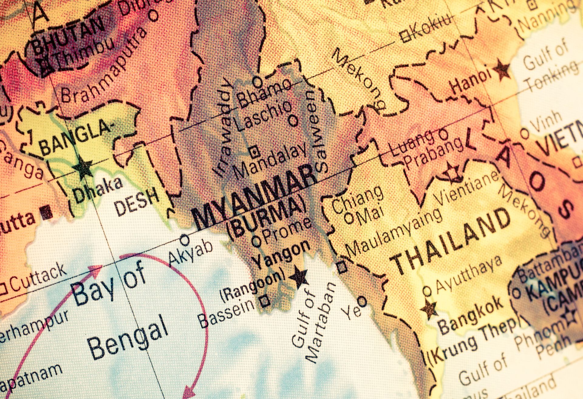 Image of a map of Myanmar