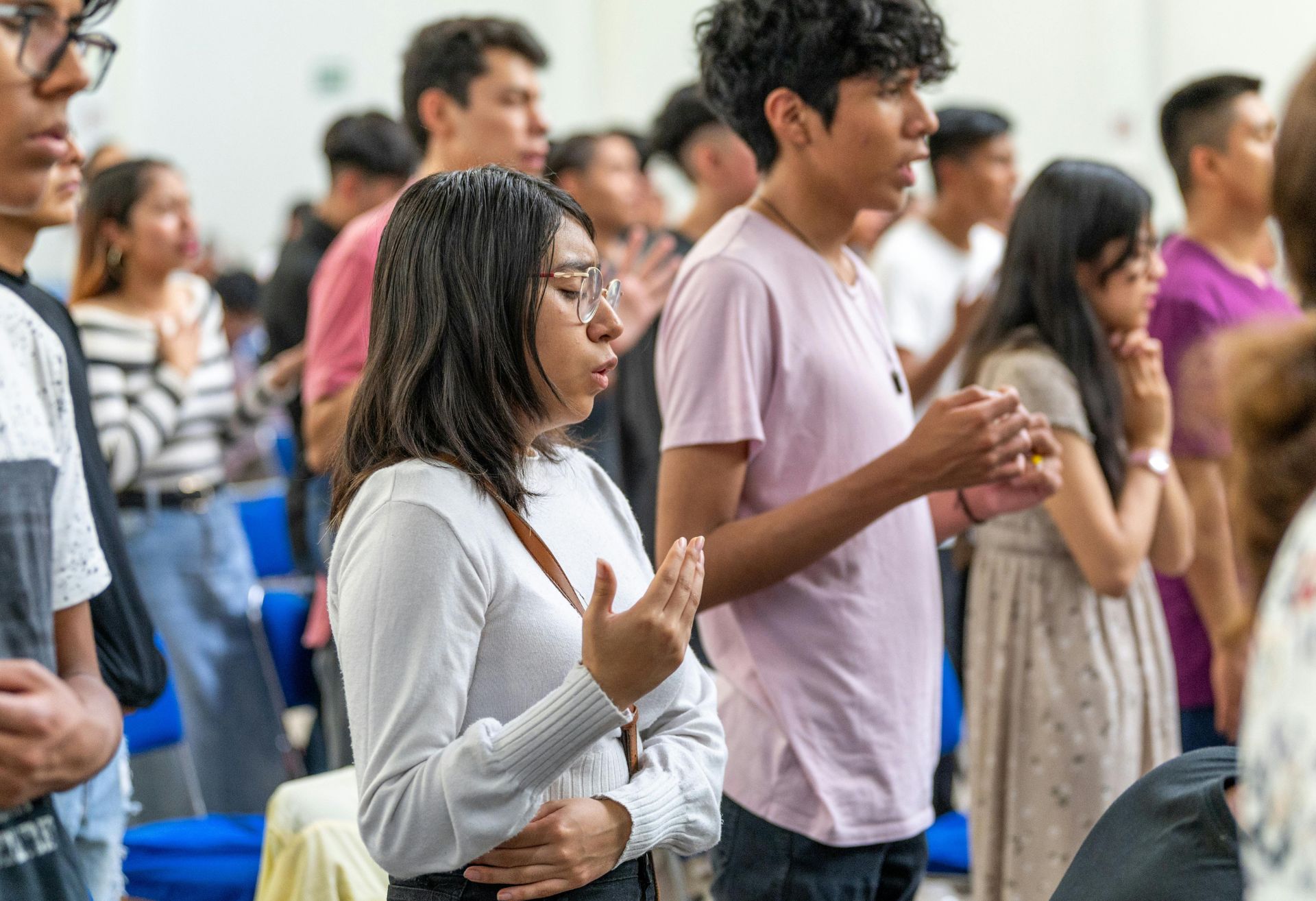 Young people praying