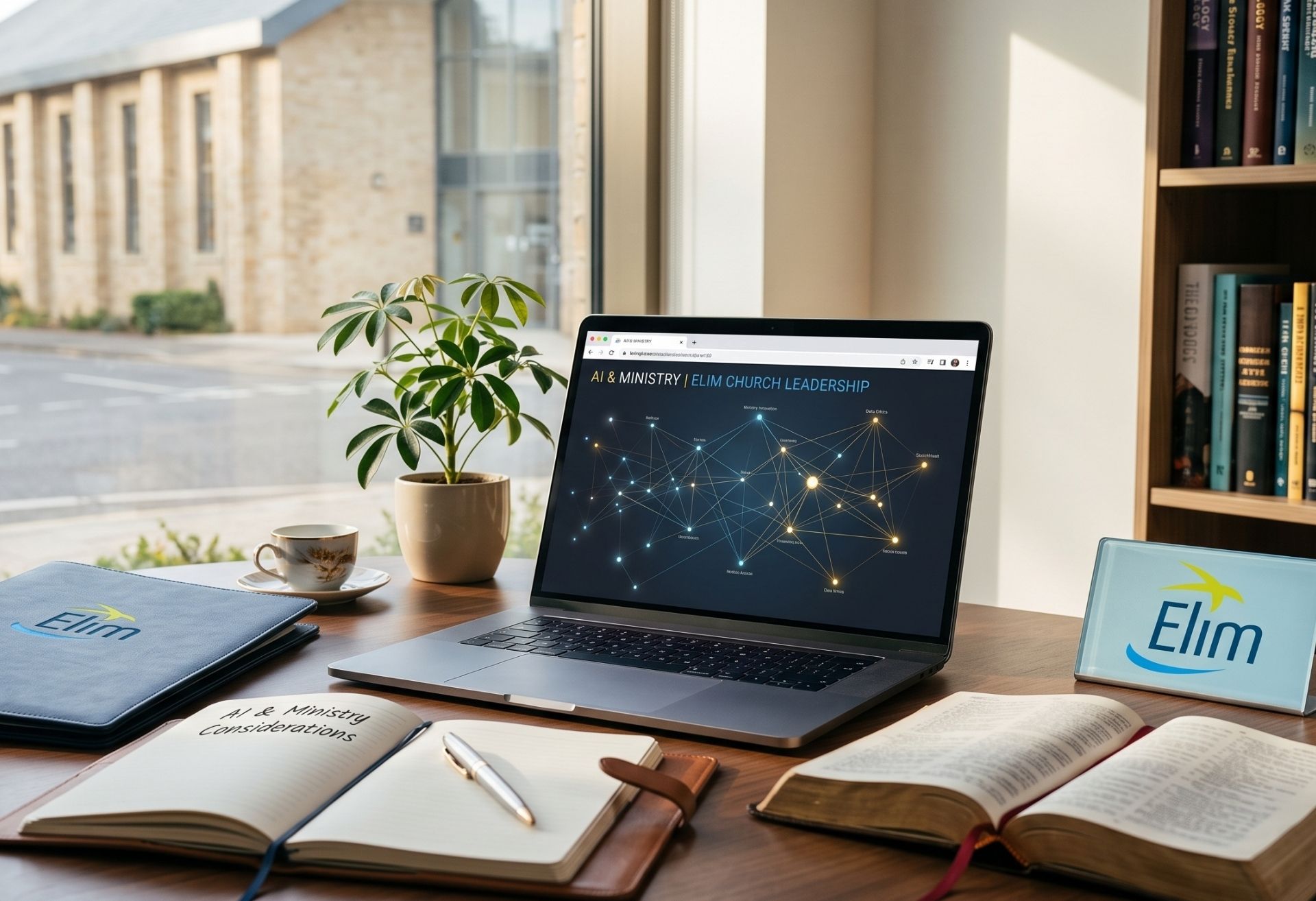 A laptop on a desk