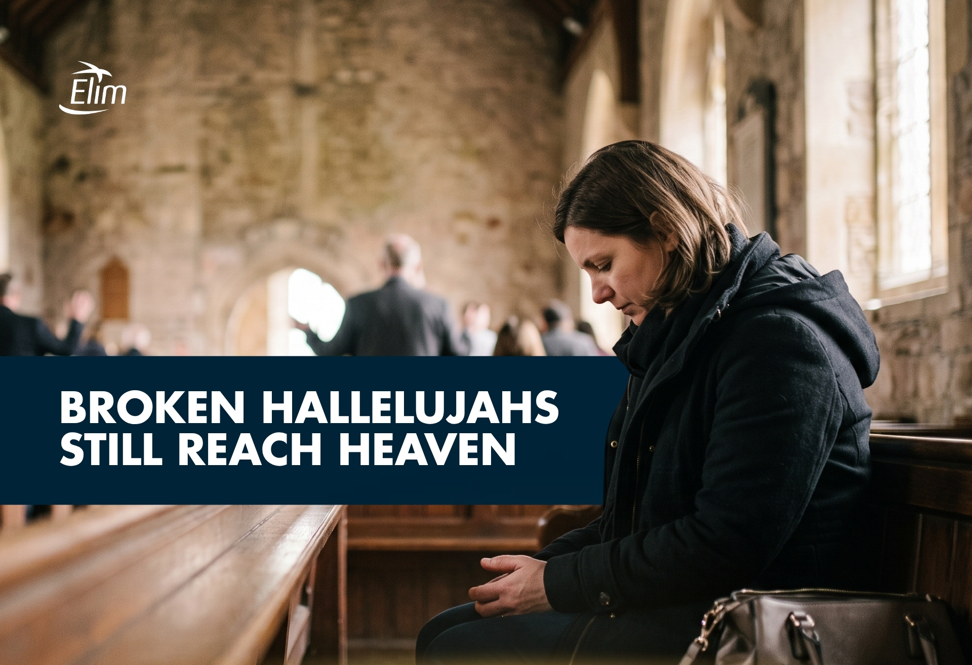 Person praying in church pew